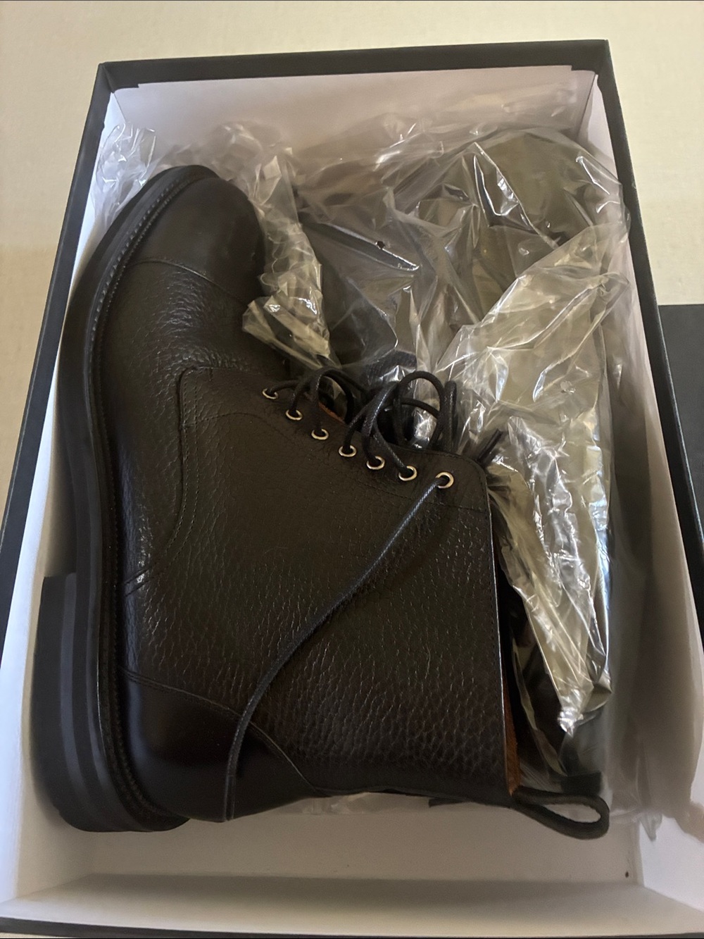 Taft Black Pebbled Leather Lace-Up Men's Boots